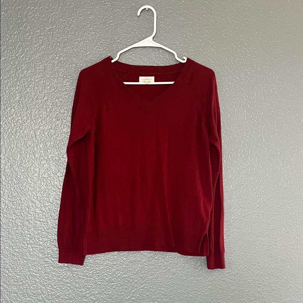 Lucky Brand Rich Red V-Neck Sweater size XS